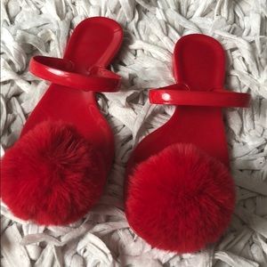 Red Pom Pom sandals